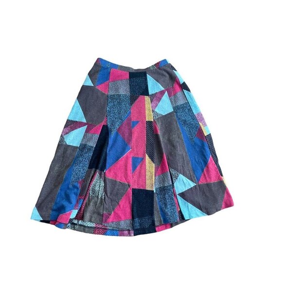 Maeve Anthropologie Colorblock Mini Skirt Flared A-Line Pleated Lined Stretch S - Picture 1 of 8